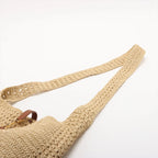 SAINT LAURENT Crochet Raffia and Leather Hobo Bag – Natural Beige