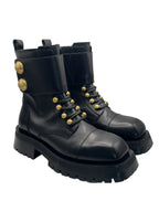 Balmain – Bottines Ranger Army en cuir – Noir – vue de trois quarts de la paire