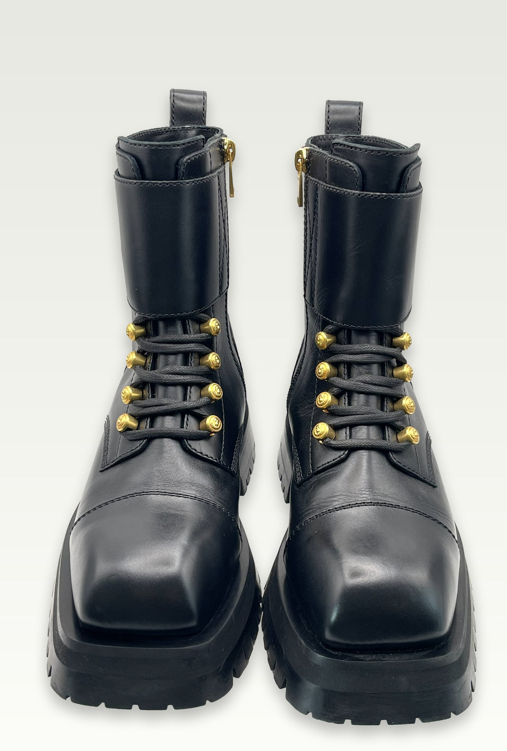 Balmain – Bottines Ranger Army en cuir – Noir – vue avant
