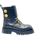 Balmain – Bottines Ranger Army en cuir – Noir – profil avec boutons écusson