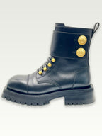 Balmain – Bottines Ranger Army en cuir – Noir – second profil boutons écusson