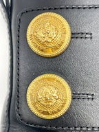 Balmain – Bottines Ranger Army en cuir – Noir – détail boutons écusson Balmain Paris