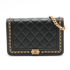 Chanel – Boy Wallet on Chain (WOC) Caviar Noir – Quincaillerie Or – photo 1