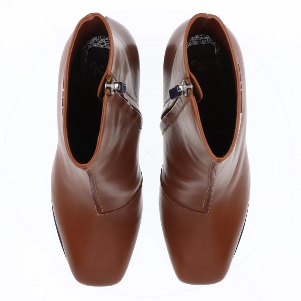 Christian Dior – Bottines en cuir marron – Talon bordeaux (T36.5) – photo 7