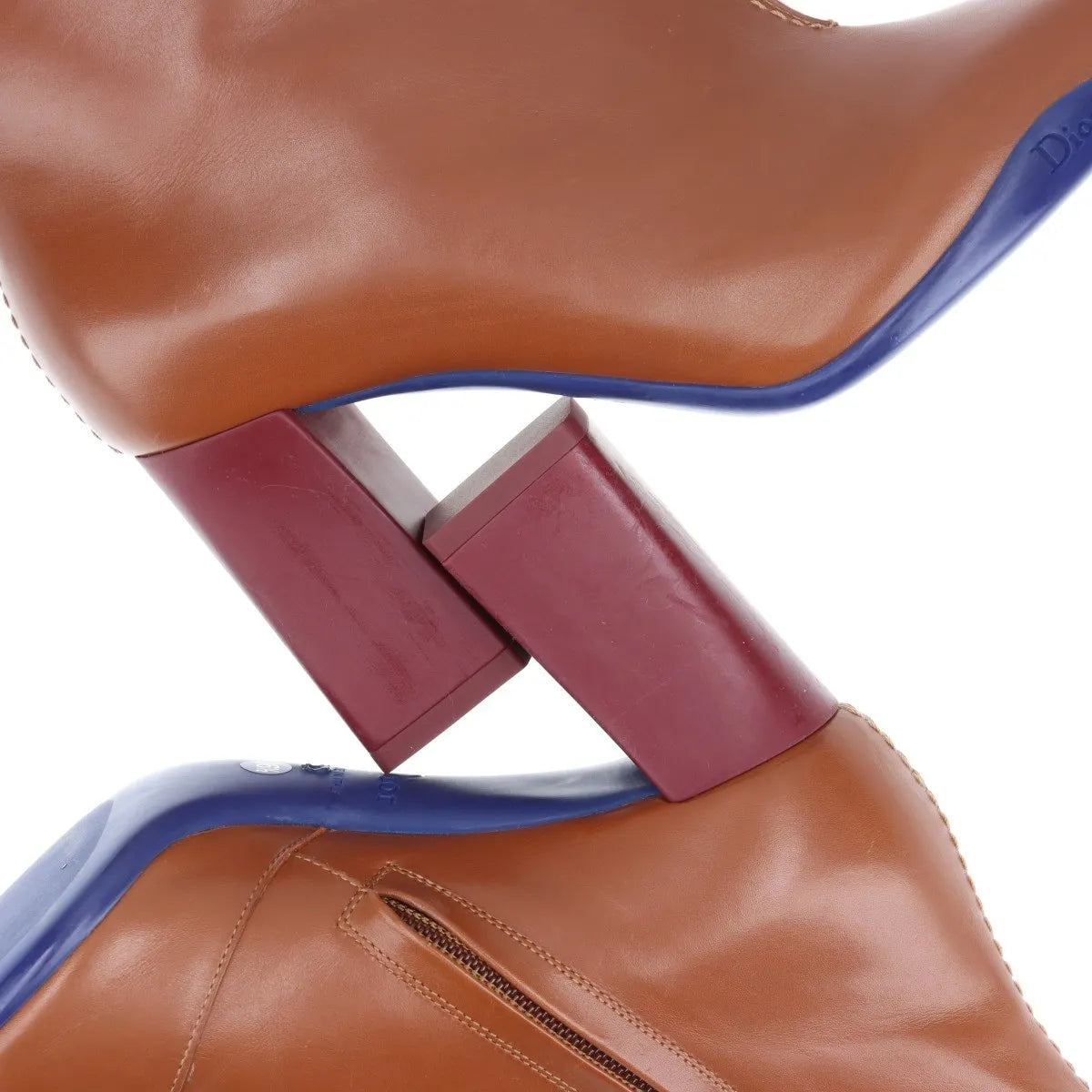 Christian Dior – Bottines en cuir marron – Talon bordeaux (T36.5) – photo 13