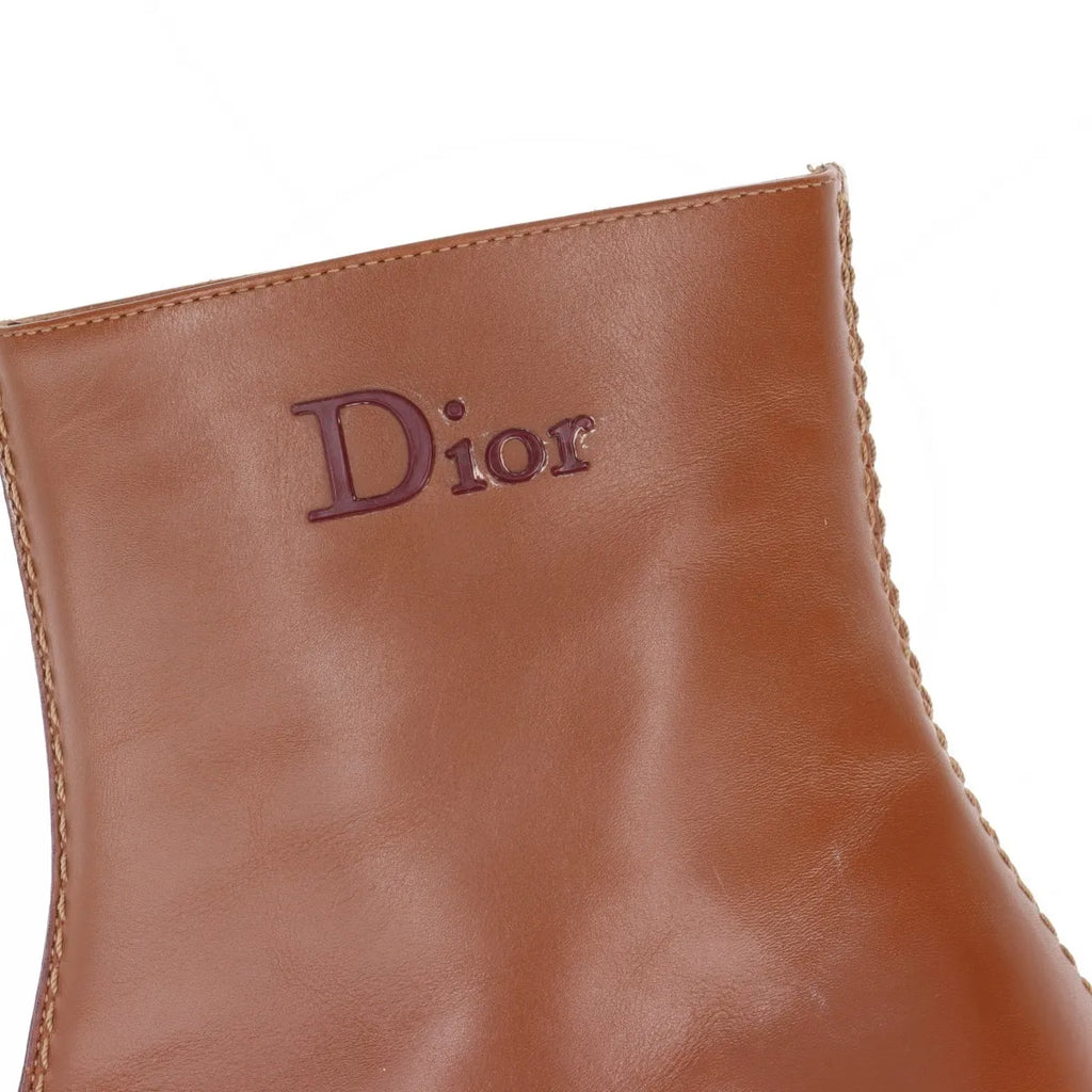 Christian Dior – Bottines en cuir marron – Talon bordeaux (T36.5) – photo 14
