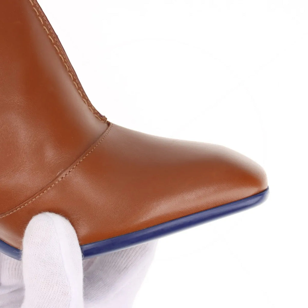 Christian Dior – Bottines en cuir marron – Talon bordeaux (T36.5) – photo 16