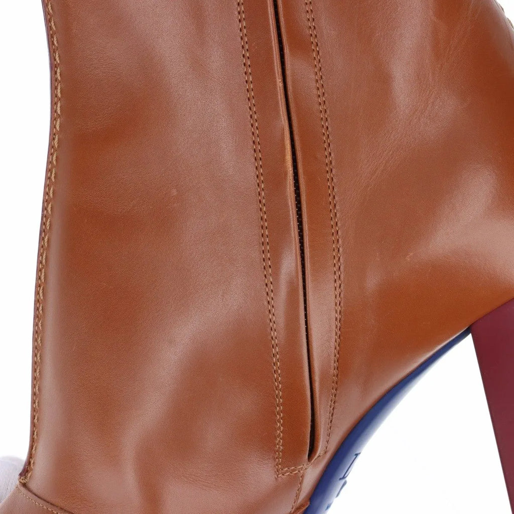 Christian Dior – Bottines en cuir marron – Talon bordeaux (T36.5) – photo 17