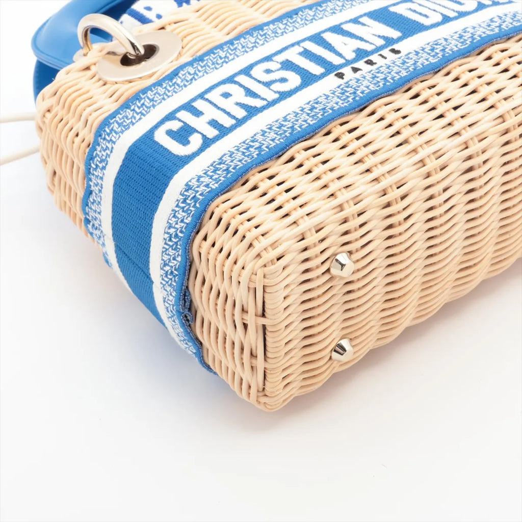Christian Dior – Lady Dior Mini Rotin & Toile Oblique Bleu – photo 4