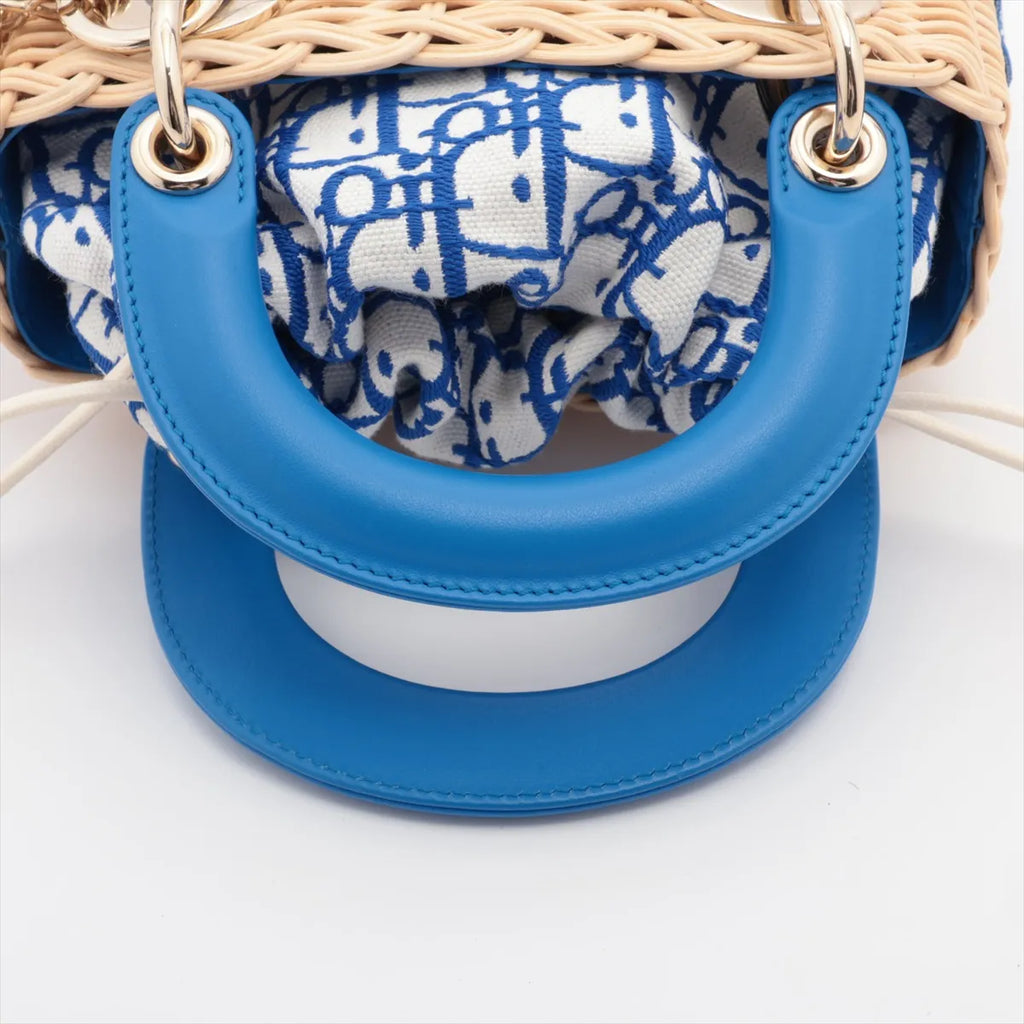 Christian Dior – Lady Dior Mini Rotin & Toile Oblique Bleu – photo 5