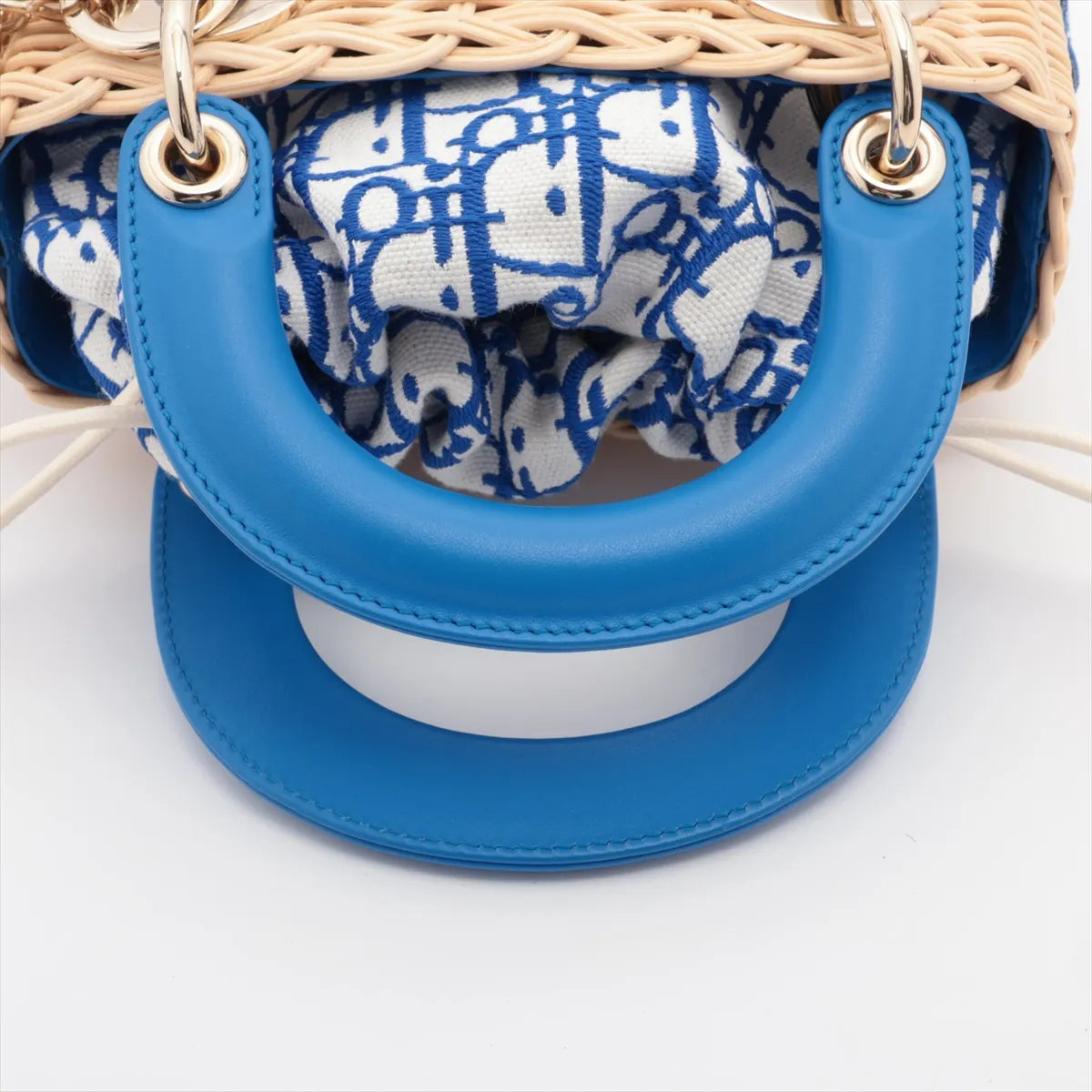 Christian Dior – Lady Dior Mini Rotin & Toile Oblique Bleu – photo 5