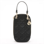 Christian Dior – Lady Dior Phone Holder Cannage Noir – vue arrière avec breloques D.I.O.R.