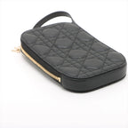 Christian Dior – Lady Dior Phone Holder Cannage Noir – profil et base, côté gauche
