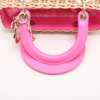 Christian Dior – Lady Dior Rotin & Toile Medium Beige & Rose – photo 5