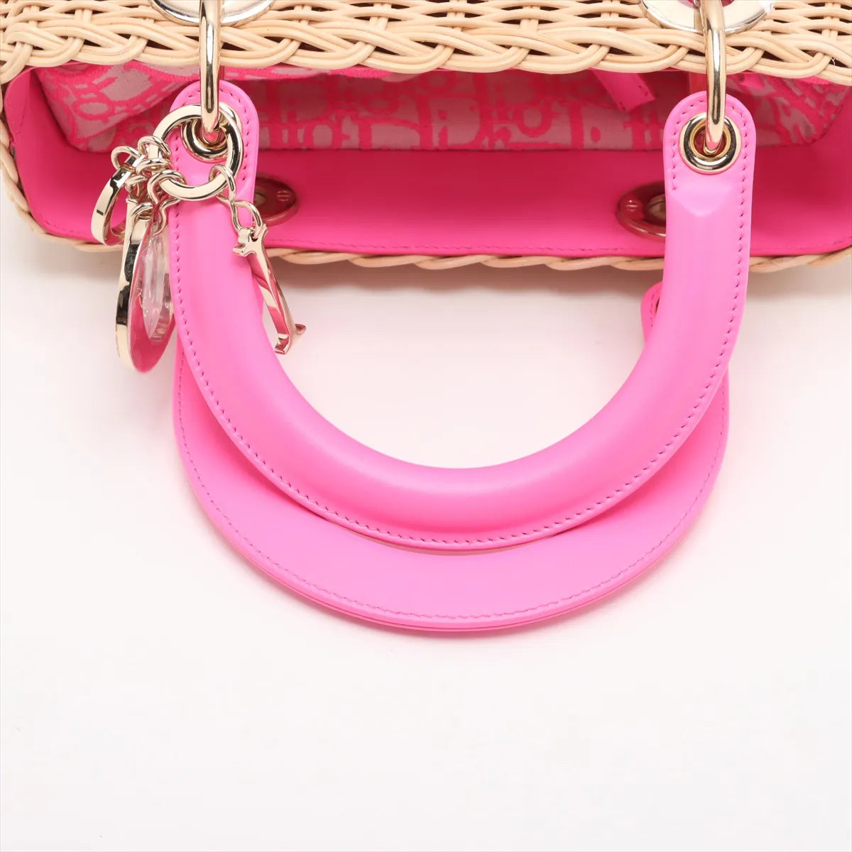 Christian Dior – Lady Dior Rotin & Toile Medium Beige & Rose – photo 5