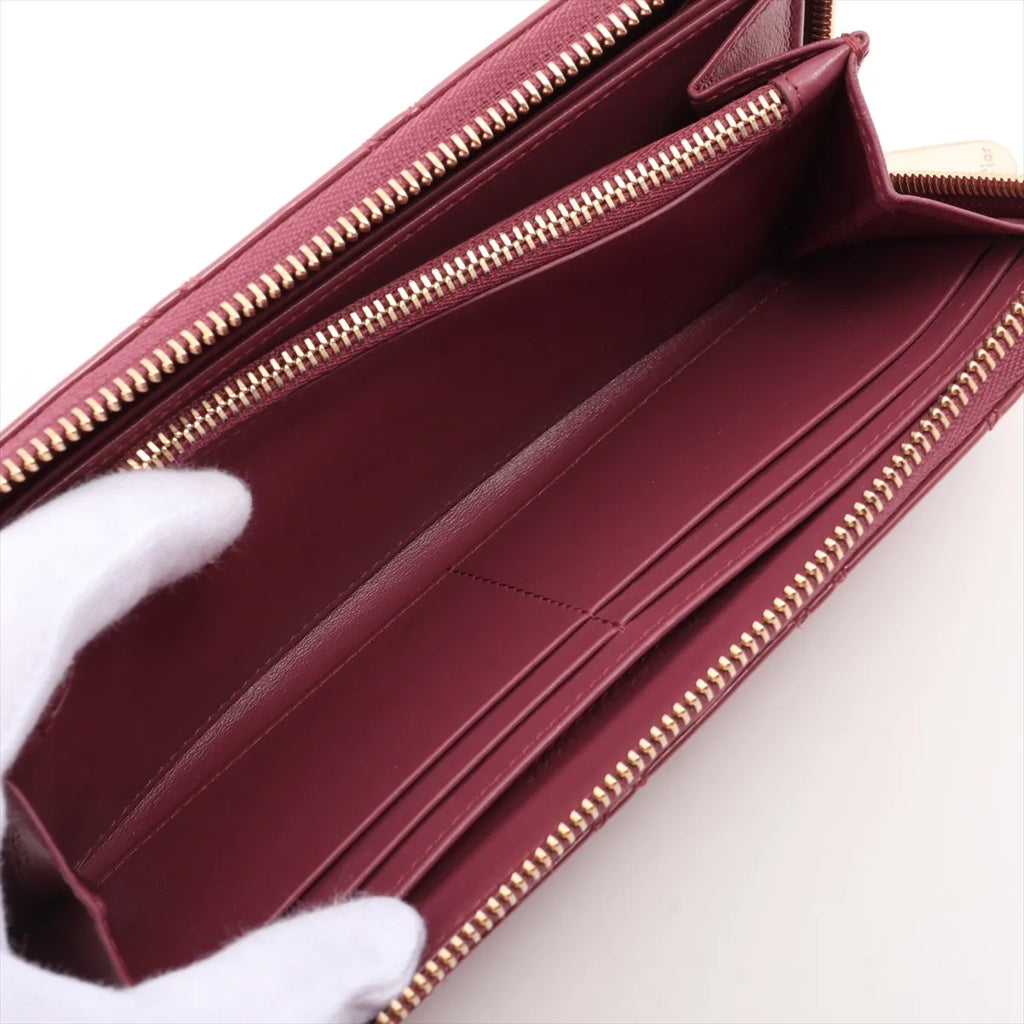 Christian Dior – Portefeuille zippé Cannage en cuir vernis – Rose framboise – photo 4