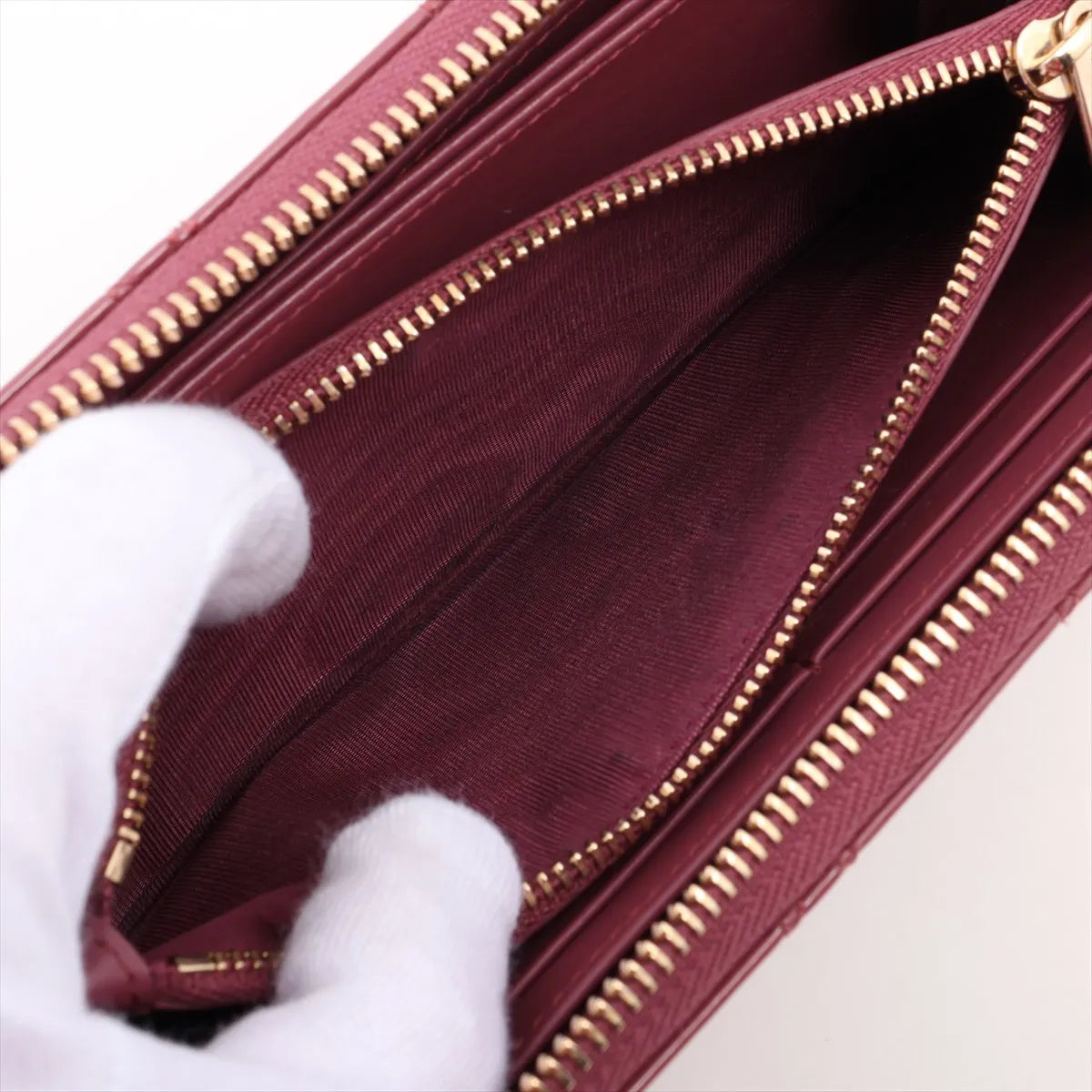 Christian Dior – Portefeuille zippé Cannage en cuir vernis – Rose framboise – photo 10