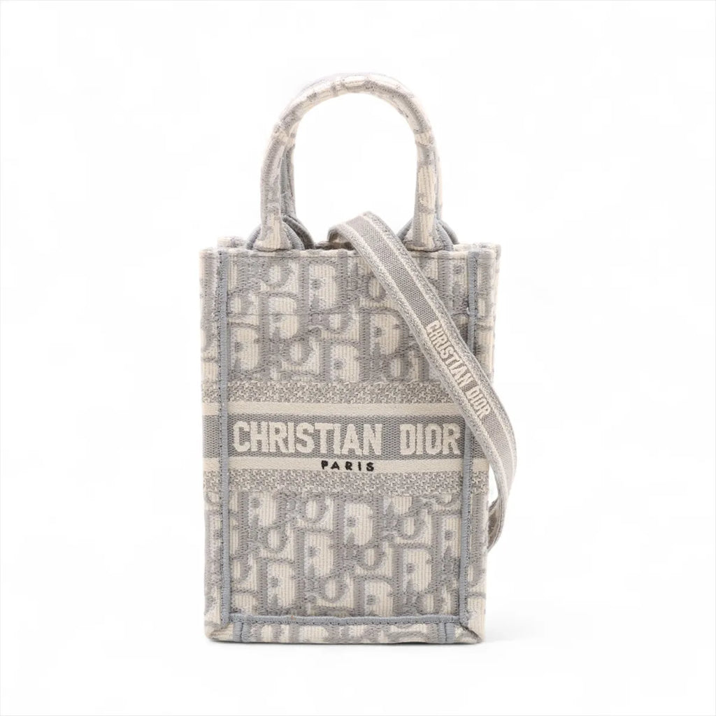 Christian Dior – Sac Vertical Book Tote Mini en toile Oblique – Gris – photo 1