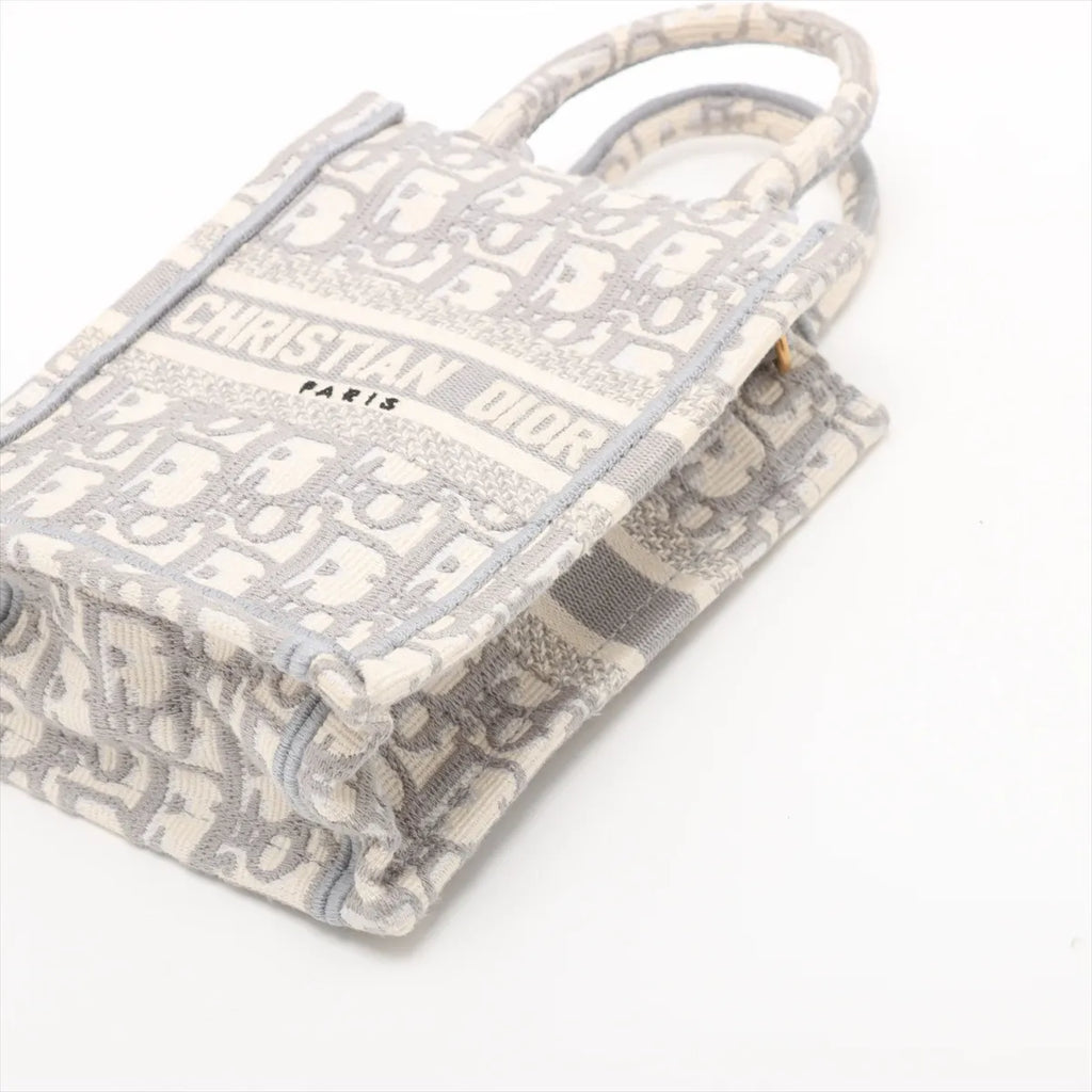 Christian Dior – Sac Vertical Book Tote Mini en toile Oblique – Gris – photo 3