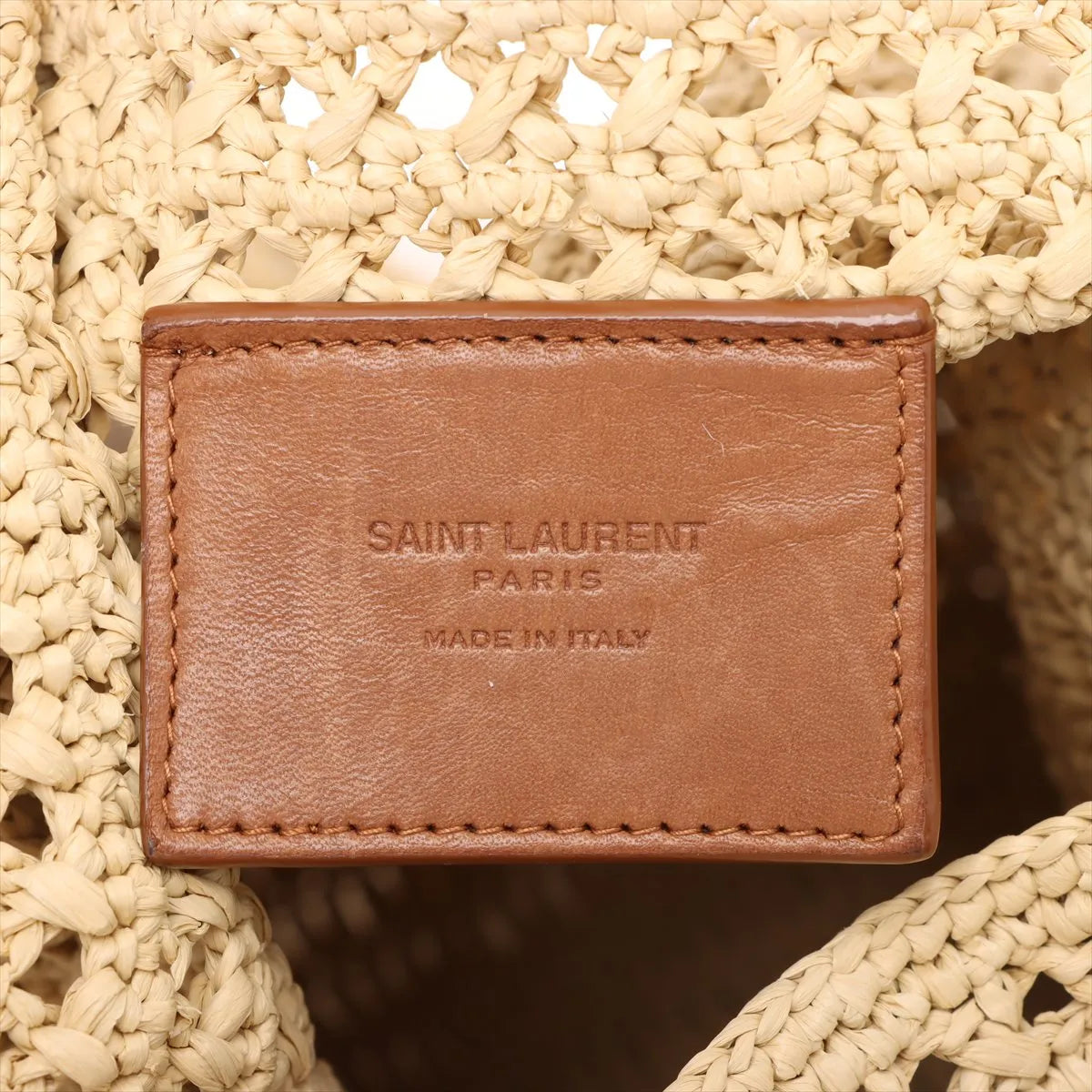 SAINT LAURENT Crochet Raffia and Leather Hobo Bag – Natural Beige