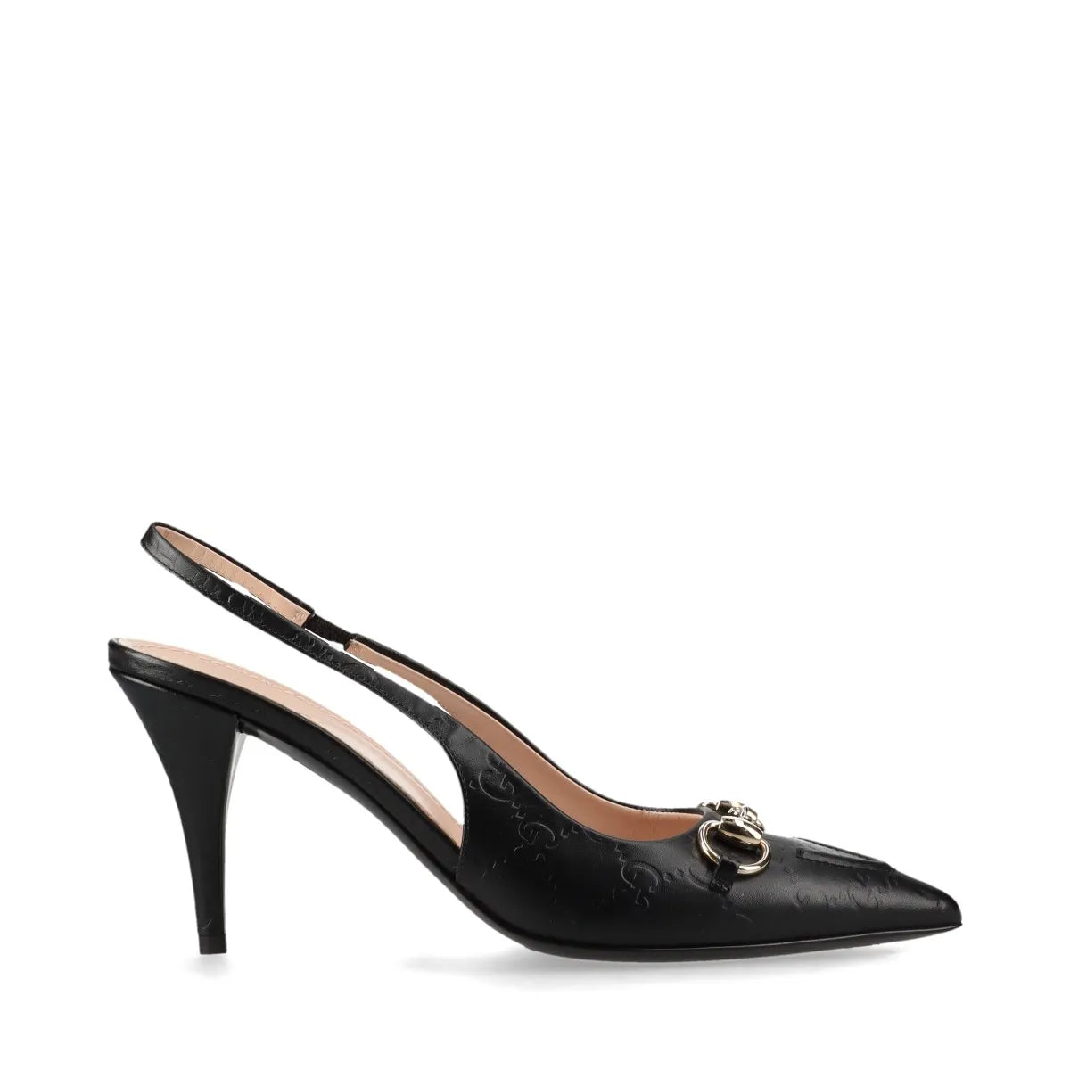 Gucci – Escarpins slingback Horsebit en cuir monogram GG – Noir (T37.5) – photo 2