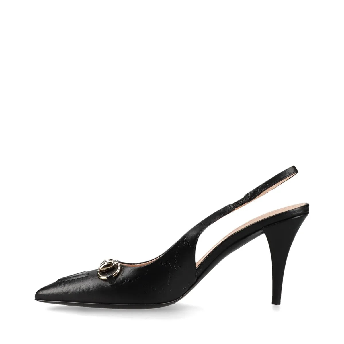 Gucci – Escarpins slingback Horsebit en cuir monogram GG – Noir (T37.5) – photo 3