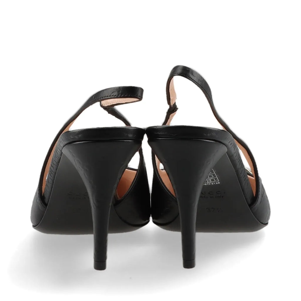 Gucci – Escarpins slingback Horsebit en cuir monogram GG – Noir (T37.5) – photo 5