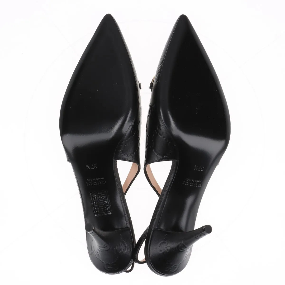 Gucci – Escarpins slingback Horsebit en cuir monogram GG – Noir (T37.5) – photo 7