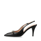 Gucci – Escarpins slingback Horsebit en cuir monogram GG – Noir (T37.5) – photo 12