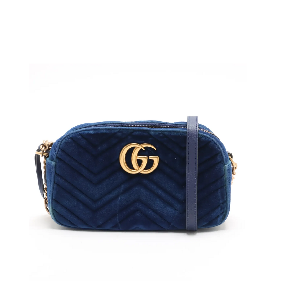 Gucci – Sac caméra GG Marmont en velours – Bleu roi – photo 1