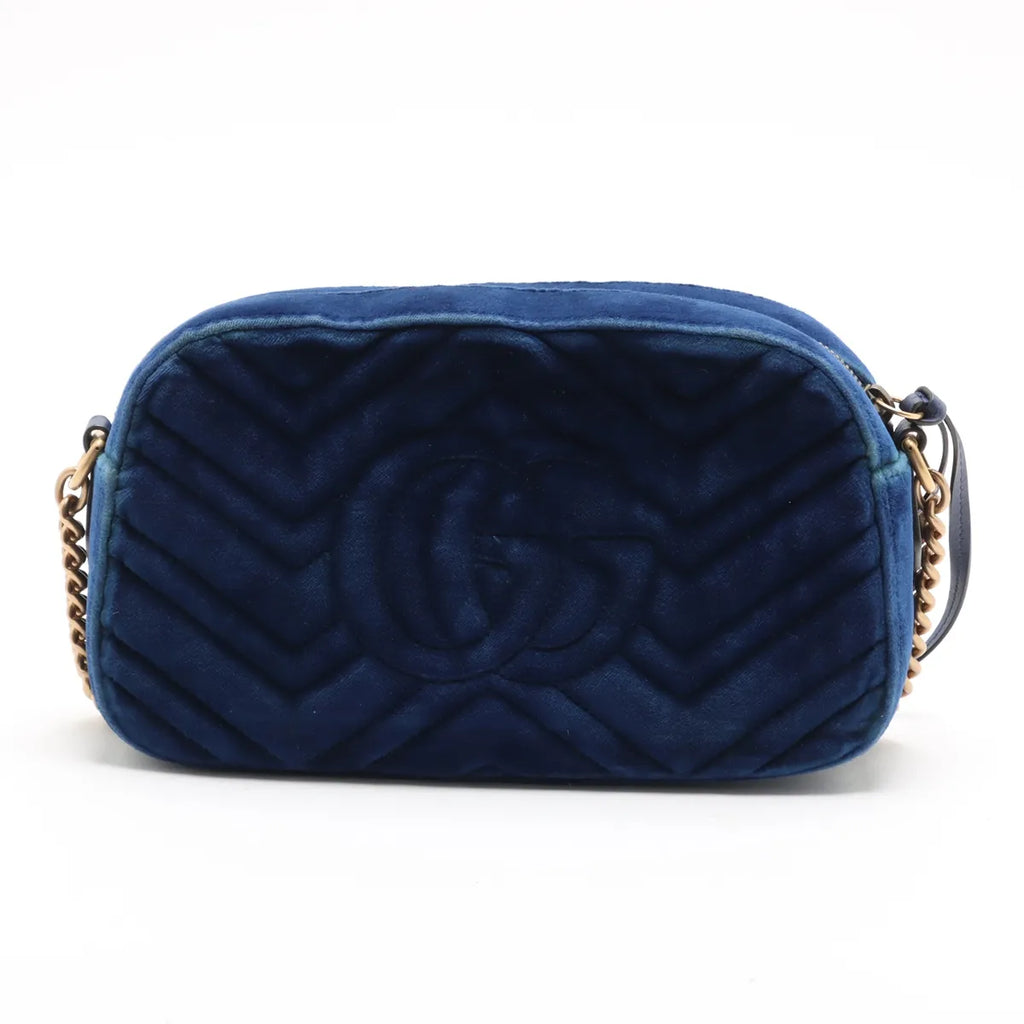 Gucci – Sac caméra GG Marmont en velours – Bleu roi – photo 2