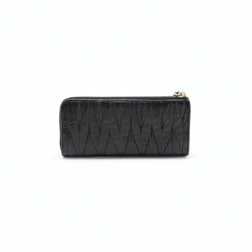 Miu Miu – Portefeuille long Matelassé L-Zip en cuir d'agneau – Noir – photo 2