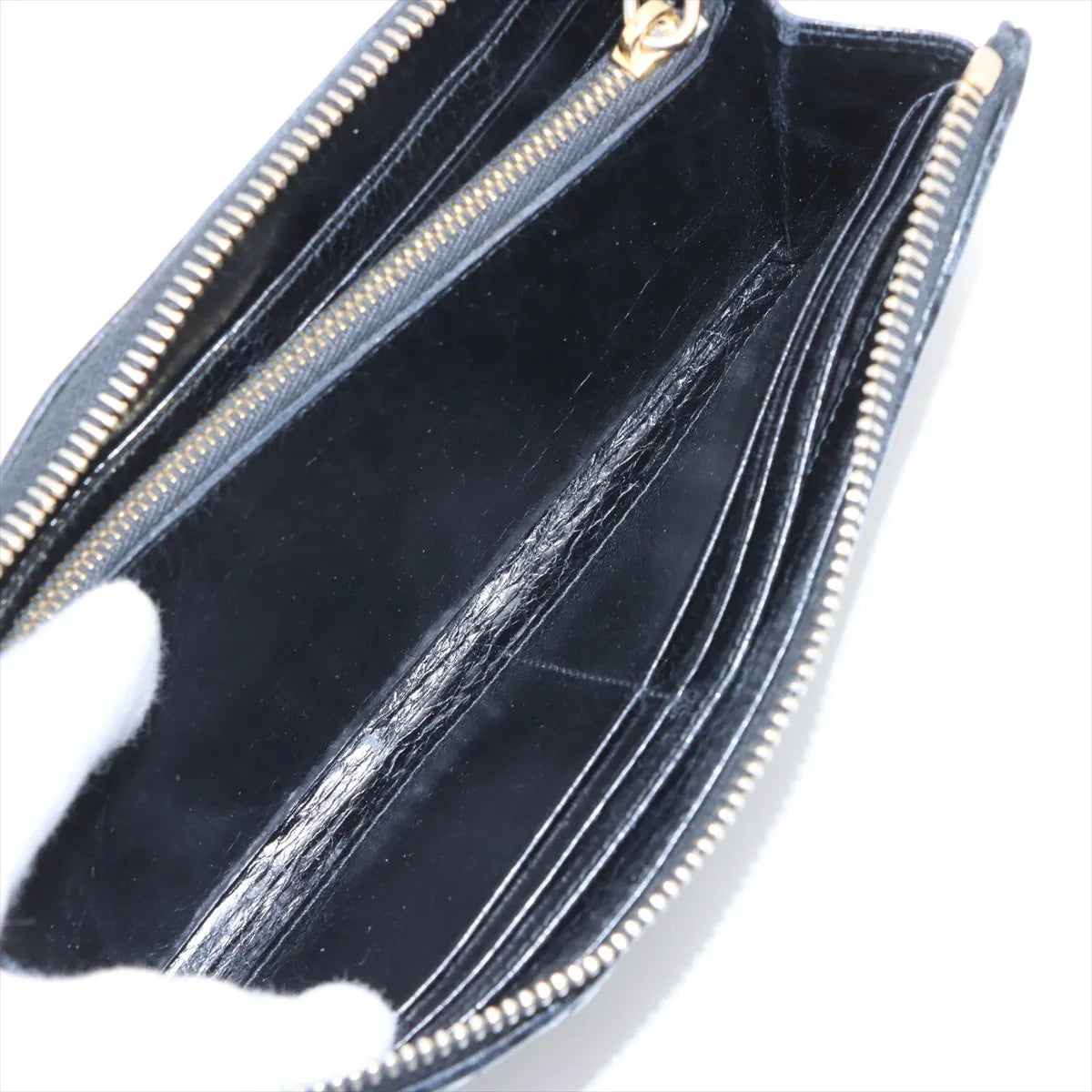 Miu Miu – Portefeuille long Matelassé L-Zip en cuir d'agneau – Noir – photo 5