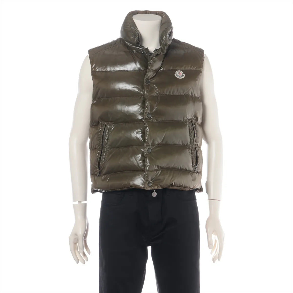 Moncler – Gilet Tibb en duvet nylon laqué – Khaki (T1) – photo 1