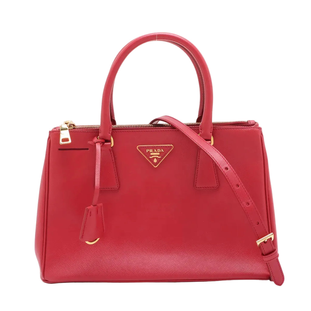Prada – Galleria Double Zip medium en cuir Saffiano – Rouge – photo 1