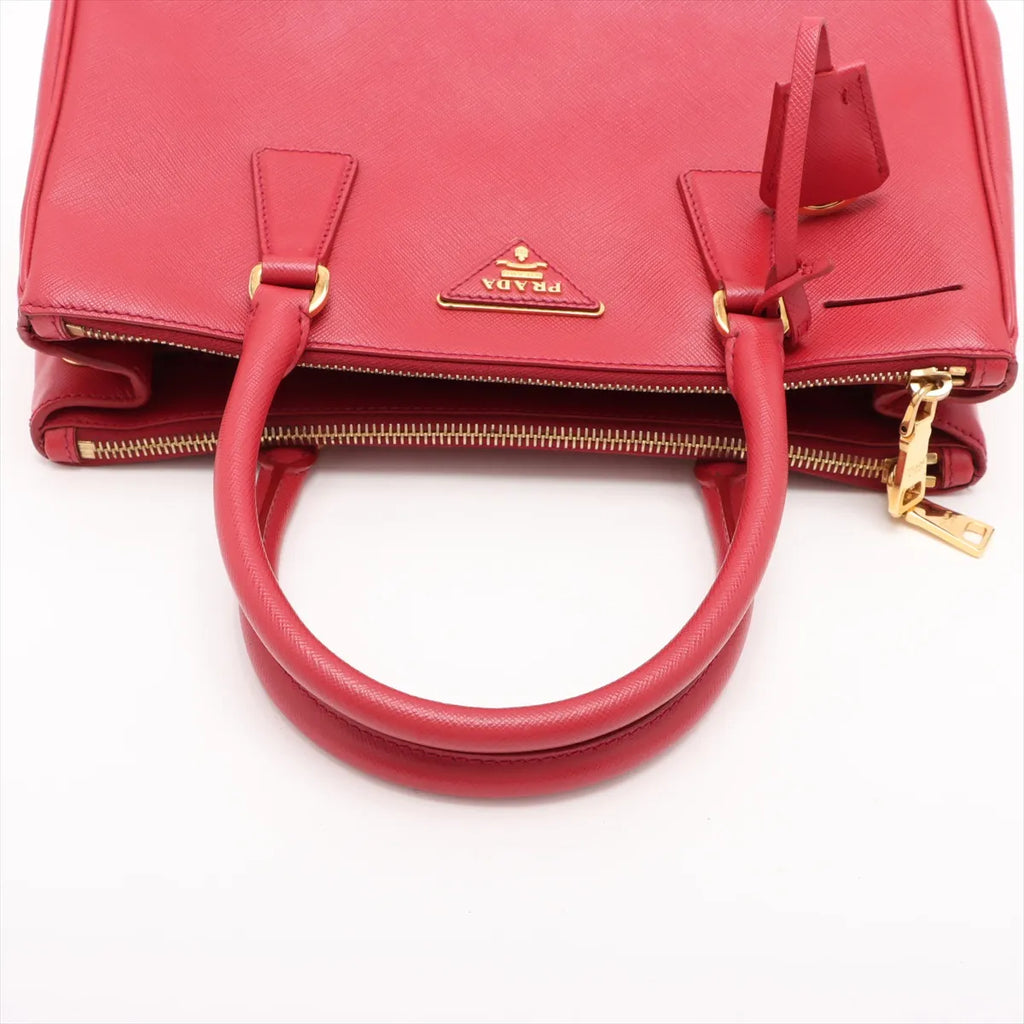 Prada – Galleria Double Zip medium en cuir Saffiano – Rouge – photo 5