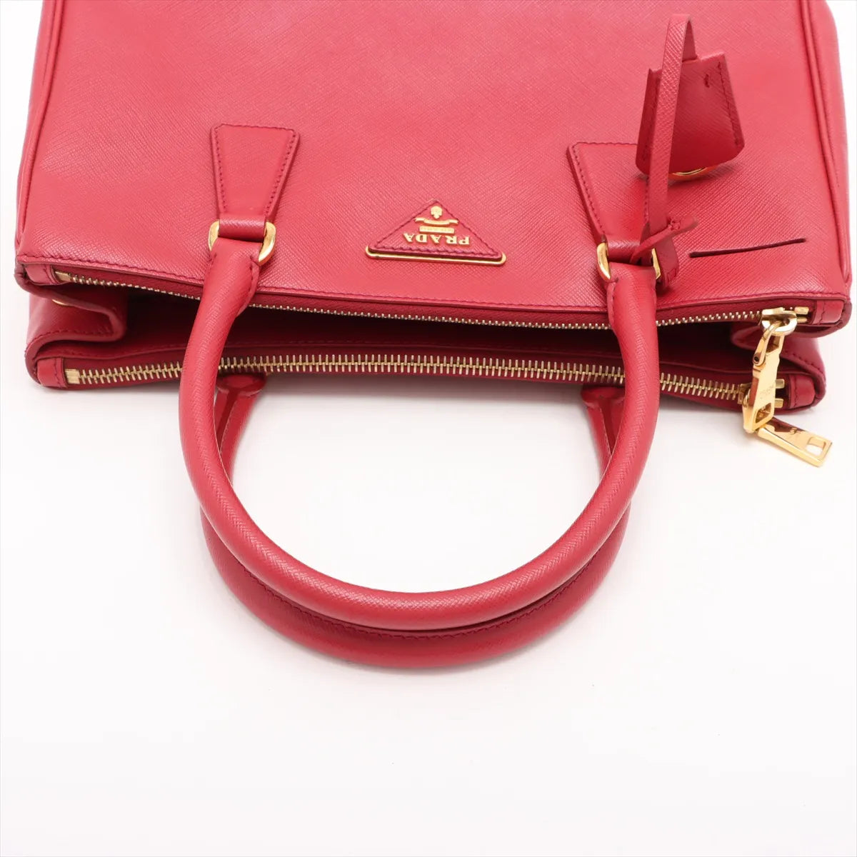 Prada – Galleria Double Zip medium en cuir Saffiano – Rouge – photo 5