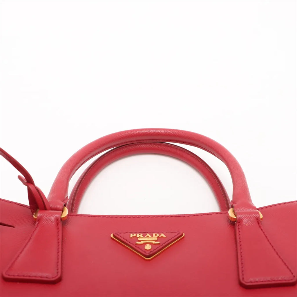 Prada – Galleria Double Zip medium en cuir Saffiano – Rouge – photo 6