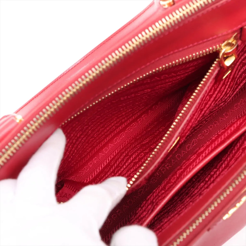 Prada – Galleria Double Zip medium en cuir Saffiano – Rouge – photo 10