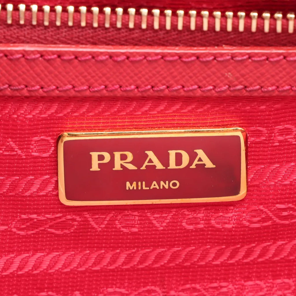 Prada – Galleria Double Zip medium en cuir Saffiano – Rouge – photo 13