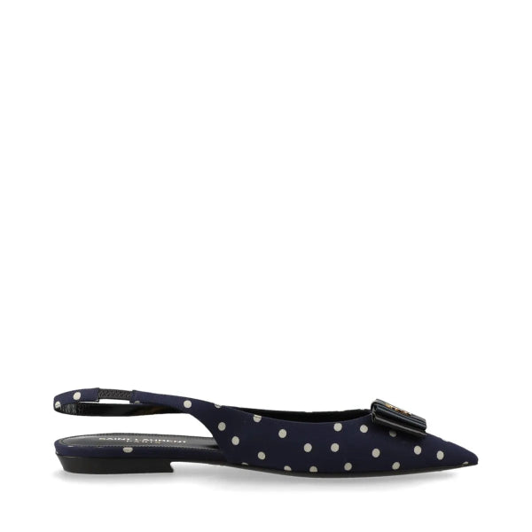Saint Laurent – Slingback Anaïs à pois en cuir – Marine (T37) – photo 1