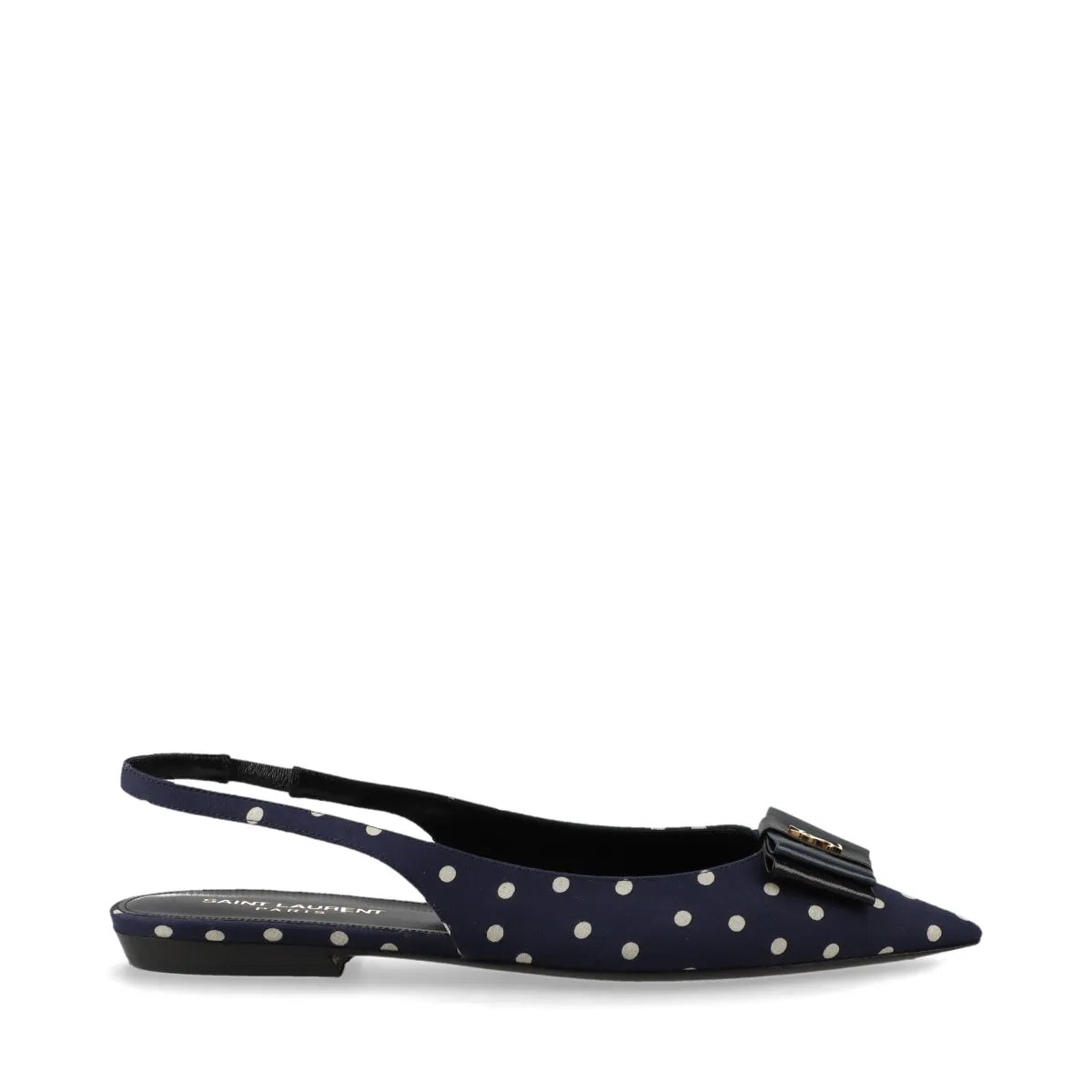 Saint Laurent – Slingback Anaïs à pois en cuir – Marine (T37) – photo 2