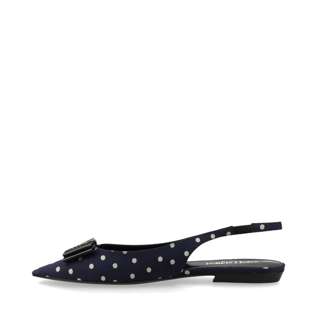Saint Laurent – Slingback Anaïs à pois en cuir – Marine (T37) – photo 3