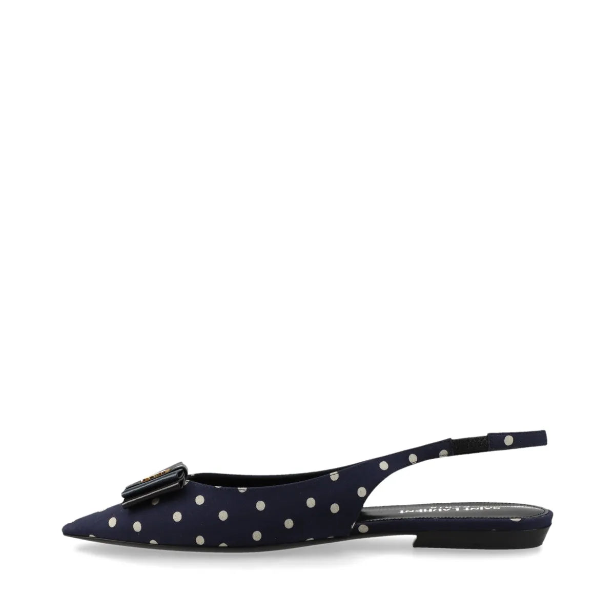 Saint Laurent – Slingback Anaïs à pois en cuir – Marine (T37) – photo 3