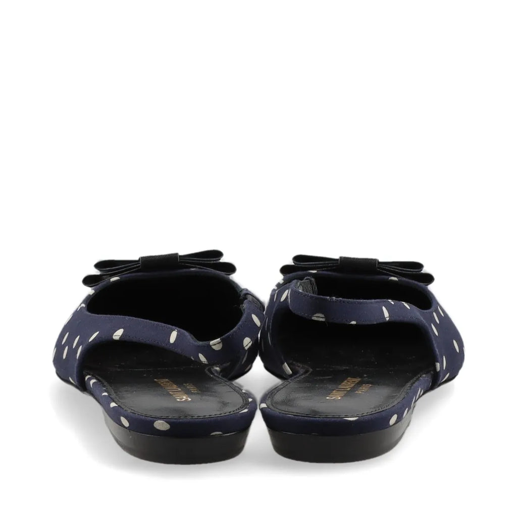 Saint Laurent – Slingback Anaïs à pois en cuir – Marine (T37) – photo 5