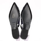 Saint Laurent – Slingback Anaïs à pois en cuir – Marine (T37) – photo 7