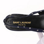 Saint Laurent – Slingback Anaïs à pois en cuir – Marine (T37) – photo 8