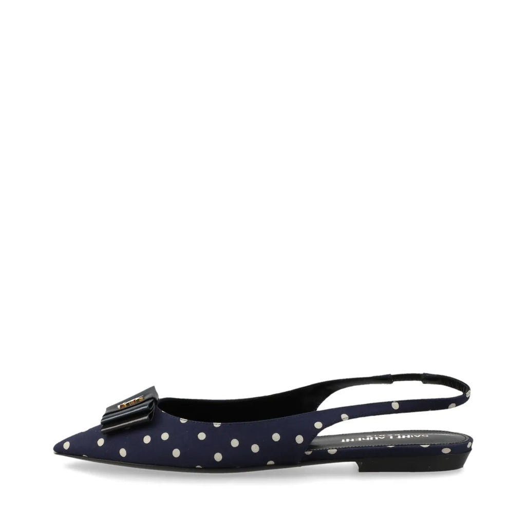 Saint Laurent – Slingback Anaïs à pois en cuir – Marine (T37) – photo 14