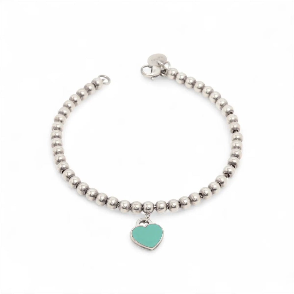 Tiffany & Co – Bracelet Return to Tiffany à billes & mini cœur émaillé – Argent 925 · Très Bon – photo 1