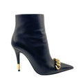 Tom Ford – Bottines Iconic Chain Cuir Noir 37,5 – profil extérieur, botte droite